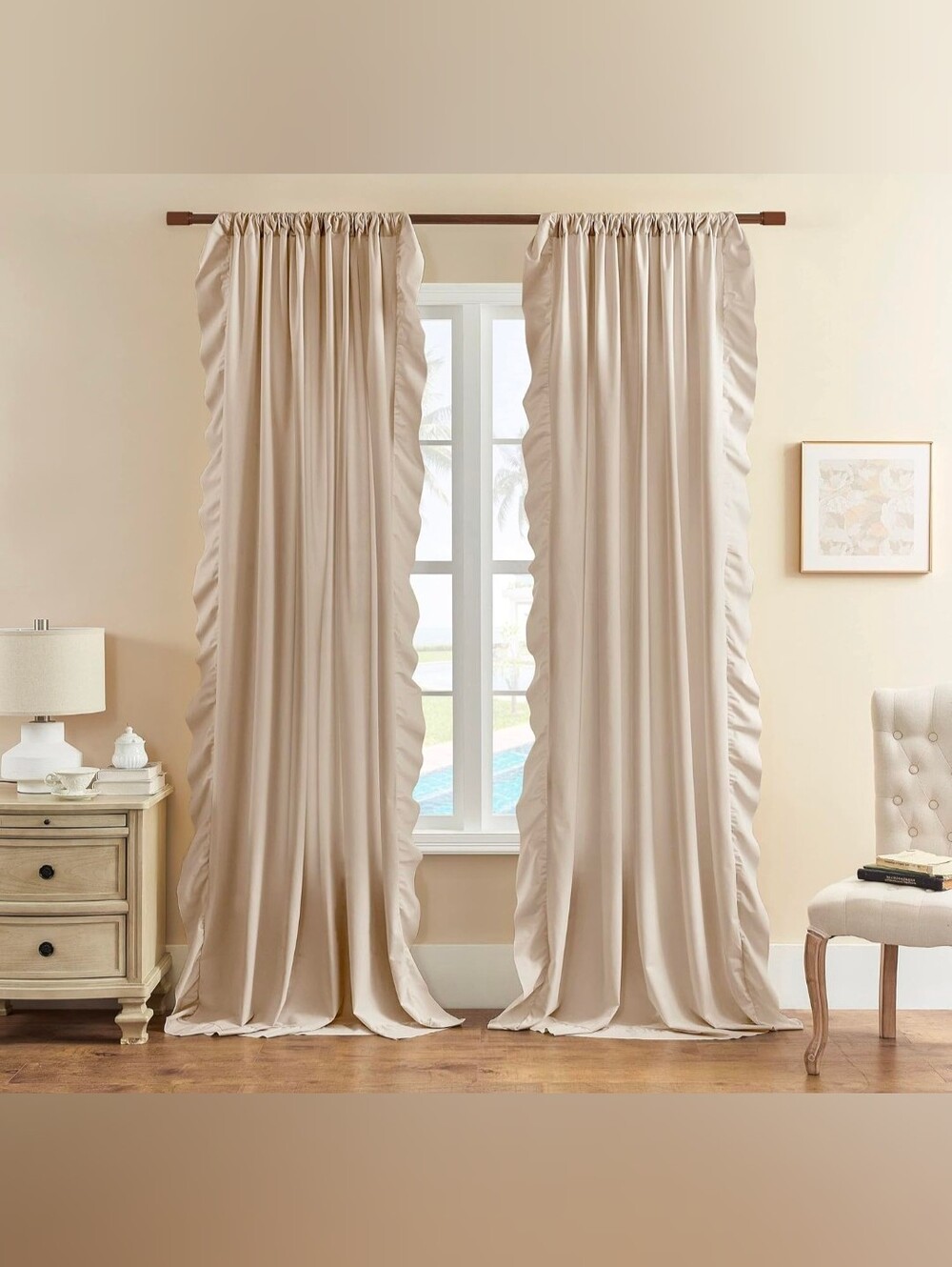 Soft Ruffle Curtain Panel - Cream - Picture 2 of 7